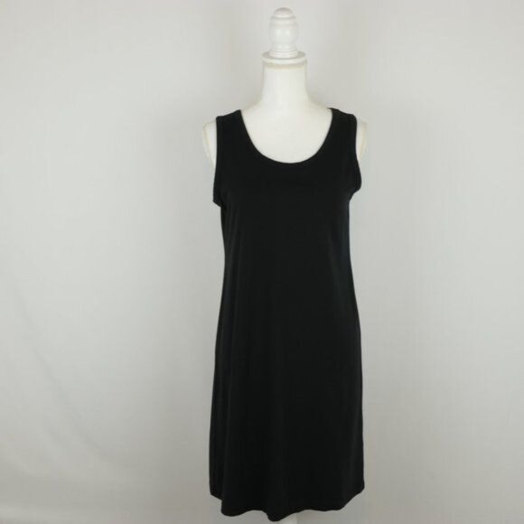 J. Jill Stretch Women's Small Black Pima Cotton Knit Scoop Neck Sheath Dress - Picture 1 of 7
